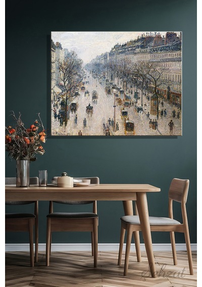 Yatay Kanvas Duvar Tablosu Salon Yatak Odası Camille Pissarro Montmartre Bulvarı Kış Sabahı
