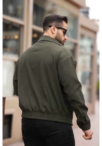 Unisex Yeni Sezon Kapitone Dolgulu Oversize Vintage Haki Çzgl