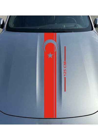 Kaput Bayrak Desenli Şerit Sticker Model -1 Kırmızı