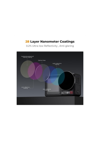 K&f Concept Nd Filtre Setleri, Push-in Filtre Nd8&pl+nd16&pl+nd32&pl+nd64&pl Filtre, Djı Osmo Action 5 Pro/action 4 İle Uyumlu, Polarize Nötr Yoğunluk