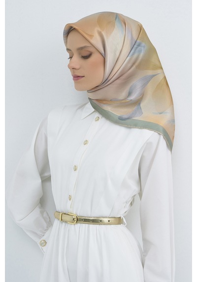 Armine Saf İpek Sura Eşarp-2026 İlkbahar-yaz- 951900d Yeşil-gri