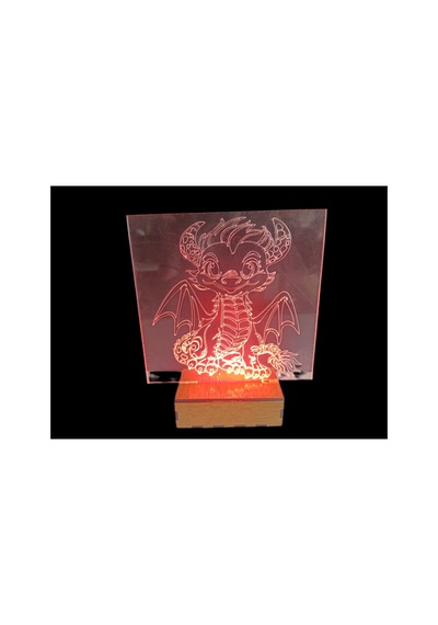 Şeffaf İlizyon Led Gece Lambası Sevimli Dinazor Görseli 16x18 Cm Çok Renkli Çok Renkli