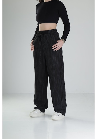 Cocopelli Aerobin Keten Kumas Siyah Baggy Pantolon Coc1881 Siyah