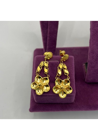 22 Ayar Altın Küpe Çiçekli 3.72gr - K01119