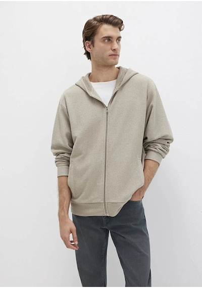 Mavi Kapüşonlu Fermuarlı Bej Erkek Sweatshirt M0s10520-70154 Bej