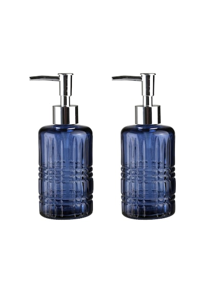 Banyo Seti Cam Sıvı Sabunluk 2 Adet,kristal Desenli Mavi 300ml 6,8x17,6cm Diğer