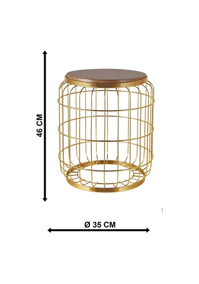 Camellia Sehpa Gold Kaplama Ceviz Altın