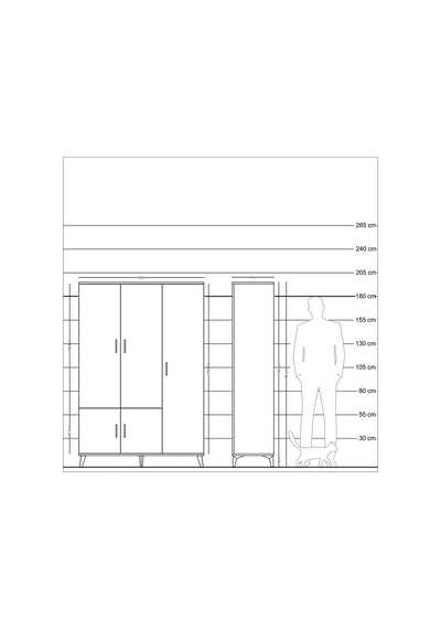 Hyperion Dolap 7 Raflı 5 Kapaklı Tek Askılı 132x44x195 Antras... Antrasit