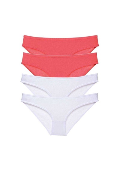 4 Adet Eko Set Likralı Kadın Slip Külot Fuşya Beyaz Standart