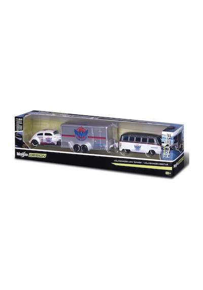 Mey İthalat 1/64 Design Seri Yarış Takımı Römork Ve Araç Set Beyaz