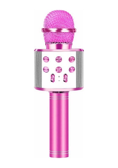 Renkli Kareko Mikrofon Ws-858 Karaoke Mikrofon Pembe