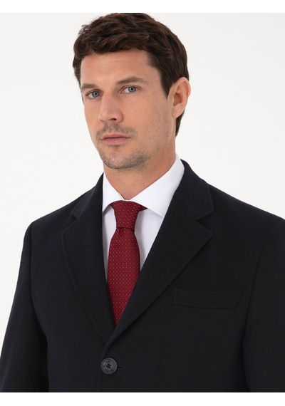 Cacharel Lacivert Ex Slim Fit Yün Karışımlı Palto