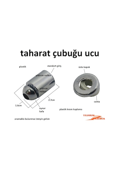 Taharat Çubuğu Ucu Plastik Krom Kaplama Taharet Borusu Ucu Plast