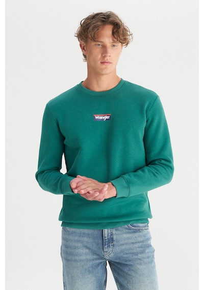 Wrangler Regular Fit Normal Kesim Bisiklet Yaka İçi Polarlı Yeşil Sweatshirt