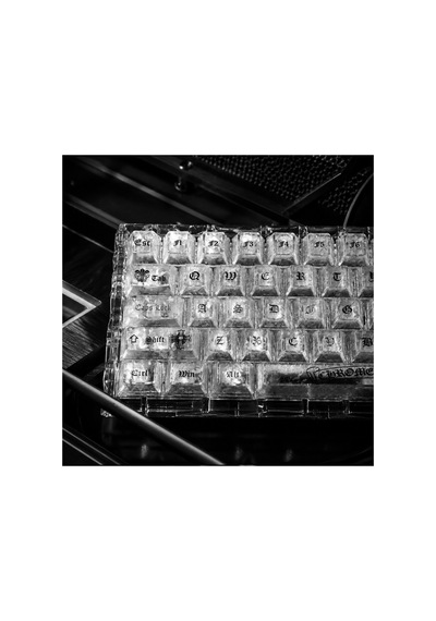 Leaven 119 Tuş Pc Keycap Seti - Chrome Hearts Tarzı Buzlu Cherry Mx Uyumlu Gotik Klavye Tuşları - Şeffaf