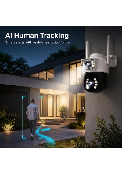 6mp Dual Lens Wifi Akıllı Güvenlik Kamerası, 360 Hareketli Dış Mekan Ip Kamera, Ethernet Wifi Bağlantılı Beya