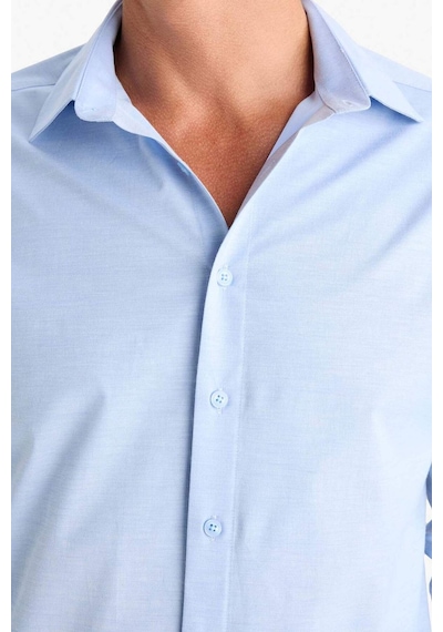 DeFacto Modern Fit Modern Kesim Poplin Düz Pamuk Karışımlı Uzun Kollu Gömlek D3375AX24AUBE177 Mavi DeFacto Modern Fit Modern Kesim Poplin Düz Pamuk Karışımlı Uzun Kollu Gömlek D3375AX24AUBE177 Mavi
