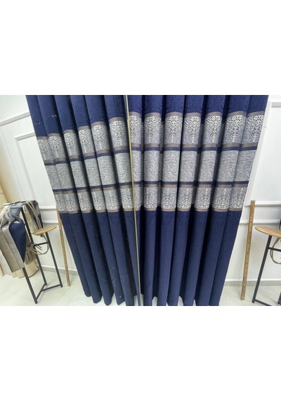 Nivemeshome Ft672069 V-530 Funda Lacivert 1/3 Sık Pileli Fon Perde Apm 80x250