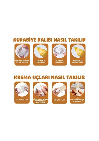 Mucit Home Pratik Kurabiye Ve Bisküvi Yapma Makinesi 18 Parça Krema, Kurabiye Pasta Şekillendirici Pompa Seti