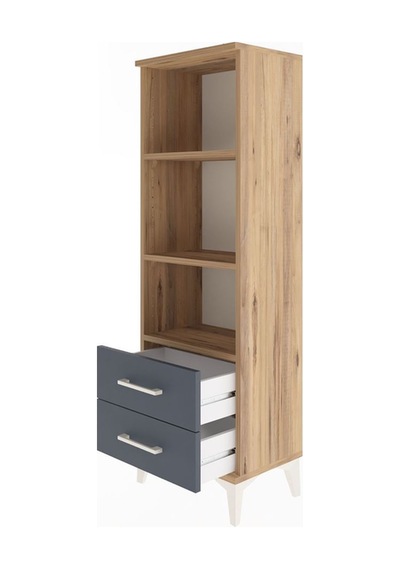 Arges Dolap 3 Raflı 2 Çekmeceli 44x30x134 Çam-antrasit Atlas Çam