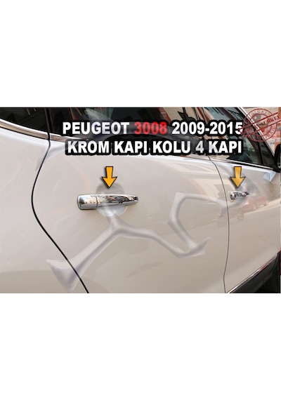 Peugeot 3008 Krom Kapı Kolu 4 Kapı 2009-2015 Paslanmaz Çelik