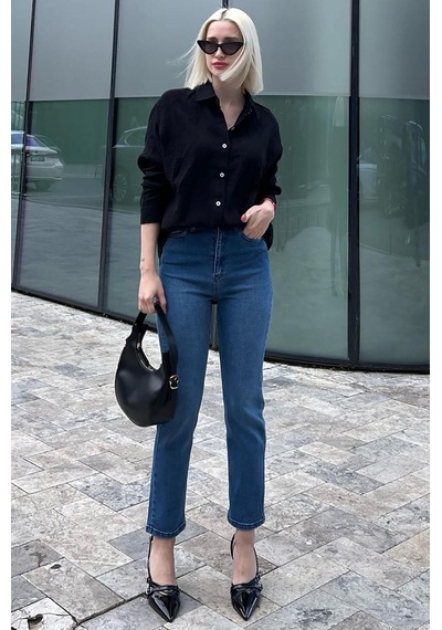 Madmext Açık Mavi Slim Fit Kadın Mom Jean Mg1738-açık Mavi Açık Mavi