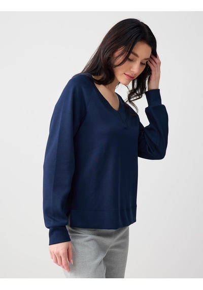 Jimmy Key Jimmy Key Lacivert Uzun Kollu V Yaka Örme Modal Sweatshirt 5ww235785494