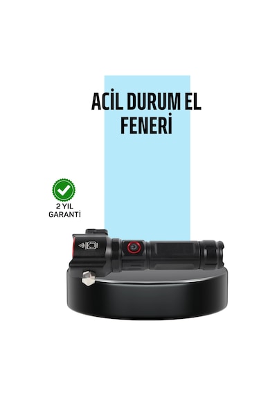 Usb Şarjlı Çok Amaçlı El Feneri Çekiçli Pusulalı Diğer