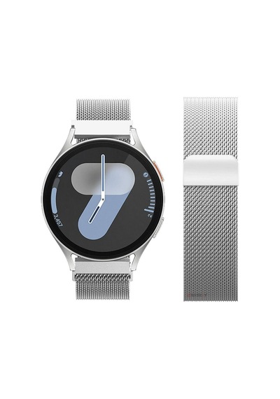 Galaxy Watch 6 / 5 / 4 Fe Uyumlu Manyetik Milanese Metal Kordon 40-47mm Gümüş