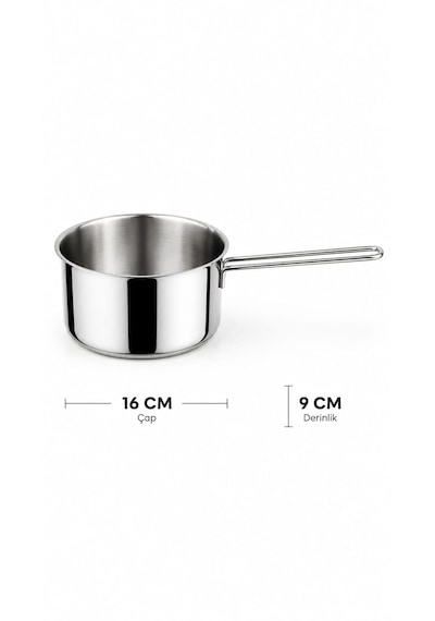 Çelik Sütlük Sosluk Kaçerola Yumurta Haşlama 16 Cm Derinlik 9 Cm