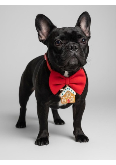 Ginger Home Küçük Irk Köpek Papyon Tasması Kırmızı Fiyonk Boyun Aksesuarı Noel Temalı Köpek Süsü