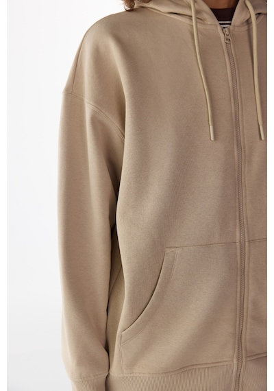 Penti Bej Şardonlu Fermuarlı Kapüşonlu Sweatshirt