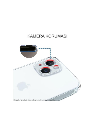Apple Uyumlu iPhone 15 Plus Kapak Kamera Korumalı Tıpalı Şeffaf Silikon Kılıf