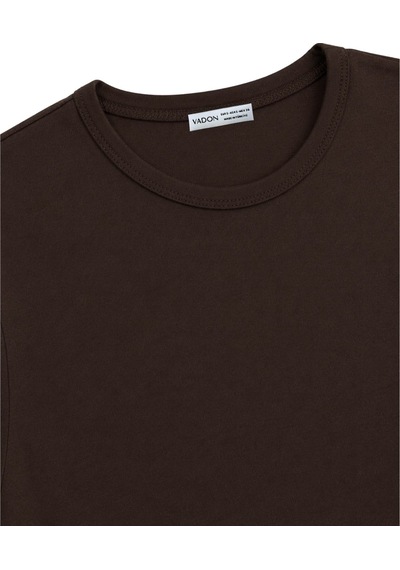 Vadon 1003 Kadın Pamuklu Slim Fit Bisiklet Yaka Yumuşak Dokulu Basic T-shirt Kahverengi Vadon 1003 Kadın Pamuklu Slim Fit Bisiklet Yaka Yumuşak Dokulu Basic T-shirt Kahverengi