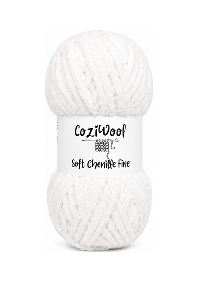 Kadife İp Soft Chenille Fine 5'li Paket 5x100 Gr 160 Mt El Örgü İpi Optik Beyaz - 925144855