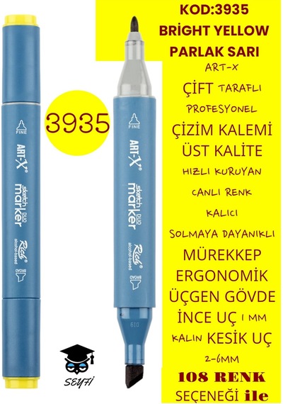 Çift Taraflı Profesyonel Çizim Kalemi Kalıcı Mürekkep Üçgen Gövde İnce Uç 1 Mm Kesik Uç 2-6mm Sketch