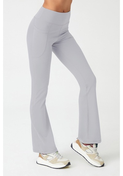 Los Ojos Kadın Gri Yüksek Bel Toparlayıcı Çift Cepli İspanyol Paça Tayt Bootcut Gri