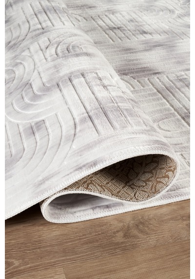 Villadia Home Textile Bambu Kaymaz Taban Dört Mevsim Yıkanabilir Kesme Koridor Mutfak Salon Yatak Oturma Oda Yolluk Halı Gri