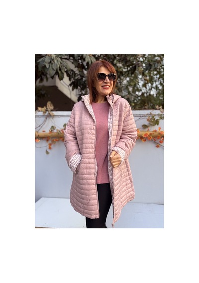 Denizege İtalyan Çift Taraflı Midi Mont Fendi Pudra Pudra