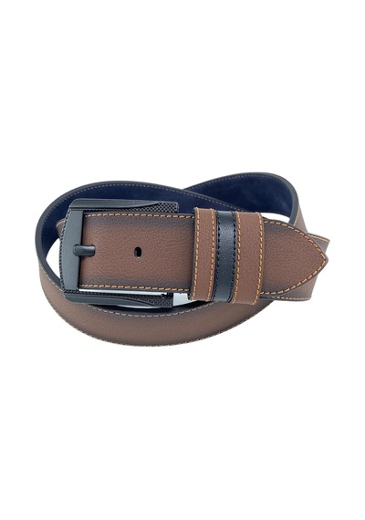 Kahverengi Suni Deri Sarı Dikişli Model 4.5 Genişlik Spor Kemer - 4509-st Kahverengi