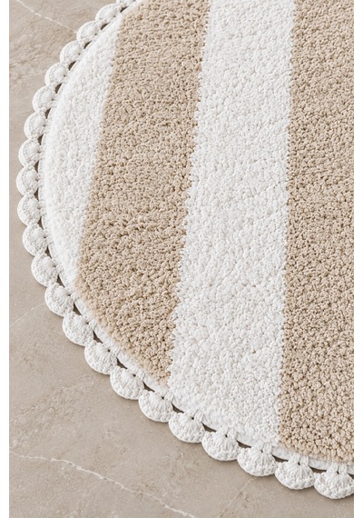 Alanur Bodrum Tufting Cotton Pamuklu El Işi Örgülü 90 X 90 Cm Paspas 112 Beyaz - Ekru