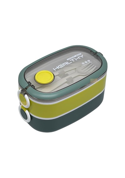 Vagonlife Bento 1300ml Lunchbox 2 Katlı 3 Bölmeli Paslanmaz Çelik Sefer Tası Yemek Kutusu Pembe-mor