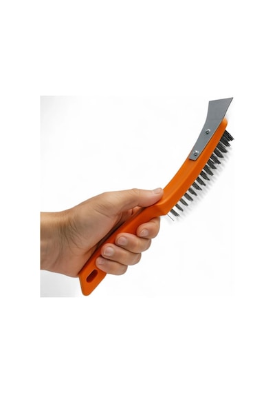 Spatulalı Çelik Tel Fırça 270 Mm Metal Kazıma Temizleme Pas Sökücü Çelik Kıllı El Tipi Nalbur Fırçası Mangal Izgara Temizleyici Kazıyıcı