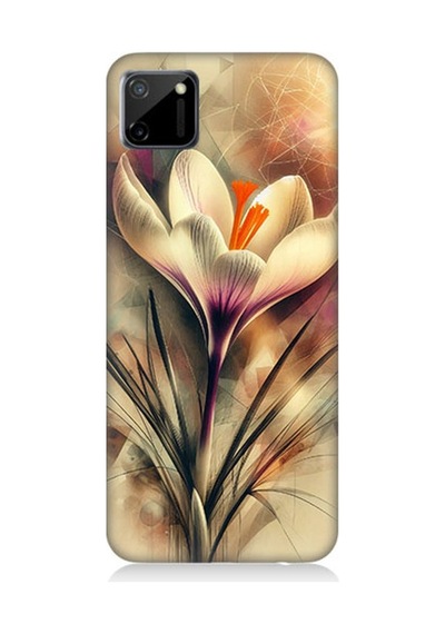 Realme C11 Uyumlu Soyut Çiçek Fırça Darbesi Desenli Silikon Kılıf Çok Renkli