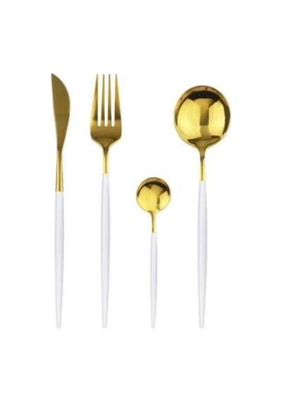 Ikon 36 Parça Beyaz Gold Çatal  Kaşık Bıçak Seti Beyaz Gold