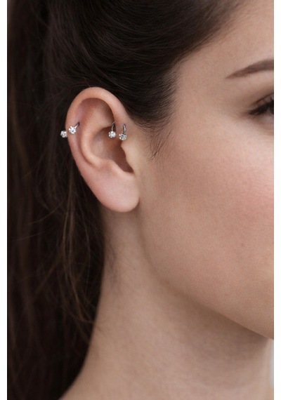 316l Cerrahi Çelik Silver İki Ucu Taşlı Top 8mm Çap Piercing 1 Adet -kararma Yapmaz- Gümüş
