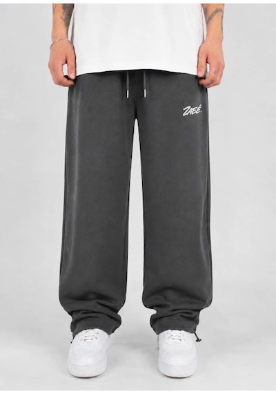 Zaee Signature Nakışlı Ayarlanabilir Paça Baggy Eşofman Altı Füme