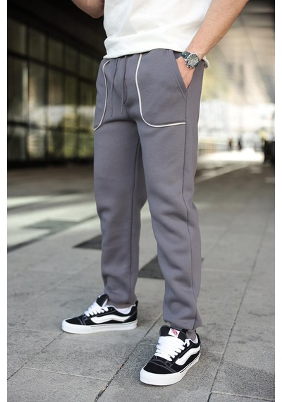Madmext Füme Şerit Detaylı Jogger Eşofman Altı E6581 Füme