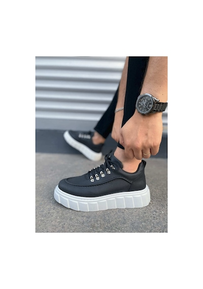 DMR Elegance Jy010 Cloud Bağcıklı Cilt Erkek Günlük Sneaker Ayakkabı Cbt - Siyah