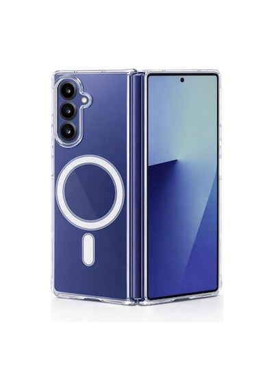 Samsung Galaxy Z Fold 7 Uyumlu Kamera Korumalı Magsafe Wireless Şarj Özellikli Lüks Şeffaf Silikon Telefon Kılıfı